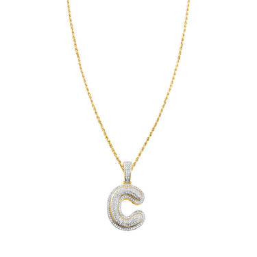 Yellow Diamond C Pendant in 10k Yellow Gold .32 Ctw